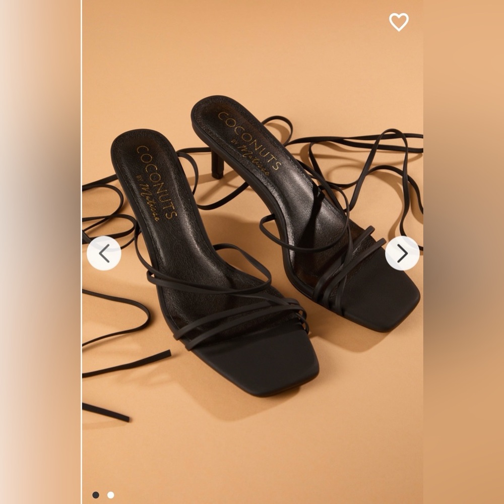 Coconuts by Matisse Black Strappy Lace-Up kitten heels